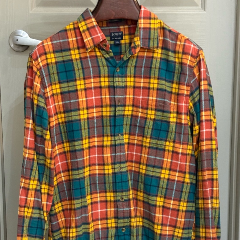 J. Crew Men’s Large Multicolor Flannel Plaid Button Down Shirt